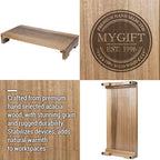 MyGift Premium Acacia Solid Wood Desk Monitor Stand, Laptop Riser & Keyboard Storage – Wooden Desktop Organizer for Screen Display and Workspace Organization