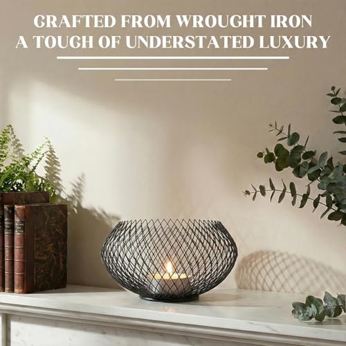 1pcs Elegant Vintage Candle Holders, Hollow-Out Metal Chain Design for Wedding Table Centerpiece, Fireplace Mantel & Home Decor, Small