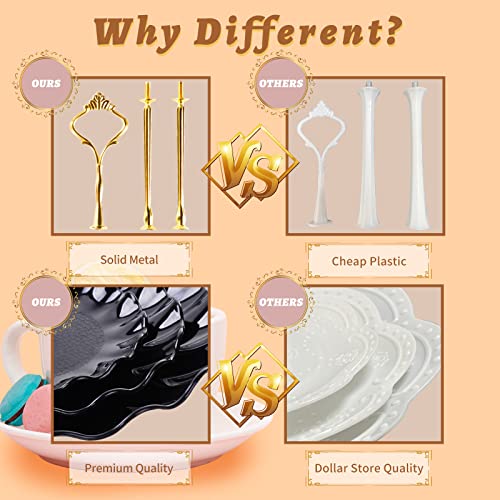 BACUTHY 3 Tier Cupcake Stand Holder, Plastic Cup Cake Stand Towel with Tiered Serving Tray for Cupcakes, Donuts, Fruits and More, White (Black) - color: Black