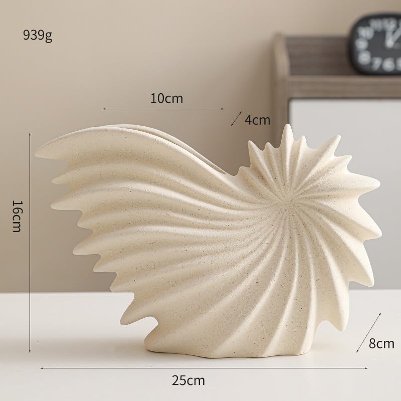 White Ceramic Vase – Nordic Minimalist Unglazed Stoneware Flower Vessel, Living-Room Centerpiece, Boho-Soft Furnishing Accent (01 (Large)) - color: 01 (Large)