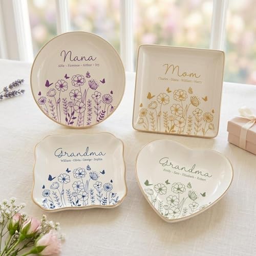 Personalized Grandma Jewelry Tray, I Love You Mom Jewelry Dish; Personalized Grandma Trinket Tray with Kid's Name, Grandma Shower Keepshake, for Grandma Mama 10 - color: Jewelry Dish 9