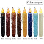 CVHOMEDECO. Real Wax Hand Dipped Battery Operated LED Timer Taper Candles Rustic Primitive Flameless Lights Décor, 6-3/4 Inch, Matt Black, 6 PCS in a Package - color: Matt Black 6 PCS