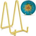IPAME 6 Inch Metal Square Wire Plate Stands for Display - Gold 2 Pack Holder Stand + Picture Frame Easel for Book, Decorative Plaque, Photo, Platter - size: 6 Inch
