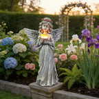 Angel Garden Statue Outdoor Decor, Angel Garden Figurine Hold Dove with Solar Lights Waterproof Resin Yard Art Decoration Lawn Ornament Sculpture for Outside Patio Yard Gift - style: Dove