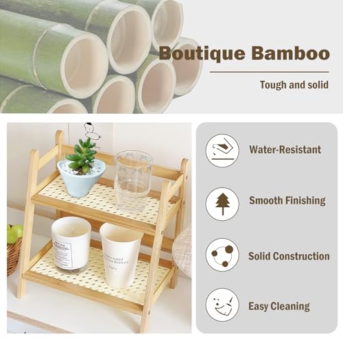 Risers Display Stands ,Tiered Tray Stand Wooden Perfume Organizer Cologne Display Shelf 2 Tier Small Fragrance Stand Skincare, Spice Shelf Matcha Station