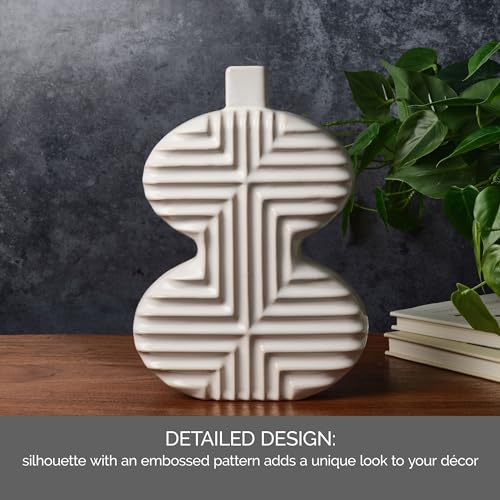 Mikasa Geometric Curve Stoneware Ceramic Vase, 7.72x2.72x10.83 Inch - size: 10.8 Inch