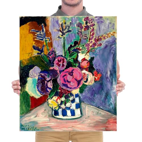 Wieco Art Canvas Wall Art Still Life of Peonies in a Vase 1907 by Henri Matisse Abstract Canvas Prints Art Pictures for Wall Decor and Home Office Decorations - size: 24"L x 20"W