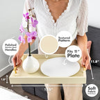 Modern Elegant 17.5”x12” Rectangle Cream Rectangle Shagreen Faux Leather Decorative Tray Ottoman Tray Coffee Table Perfume Living Room Kitchen Serving Tray with Gold Polished Metal Handles. - color: Cream/Gold