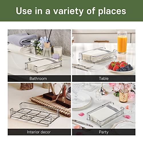 Silver Guest Towel Holder Tray for Bathroom – Countertop Napkin Organizer for Disposable Paper Towels, Elegant Hand Towel Rack for Powder Room, Modern Guest Bathroom Accessories - color: B - Silver Napkin Holder for Bathroom, size: Guest Towel Holder