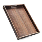 Serving Trays for Party-17In Large Serving Tray with Handles,Wooden Coffee Table Tray&Charcuterie Boards,Serving Platter for Breakfast in Bed Tray,Decorative Rectangular Tray for Ottoman/BBQ/Kitchen - size: 17*12 in