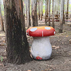Mushroom Resin Statue Stool Over Sized Sculpture Courtyard Lawn Pond Ornament Garden Outdoor Patio Stool Decoration Red 13.3'' High - size: 13.3'' High