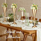 Potchen 6 Pcs Flower Trumpet Gold Vase Tabletop Centerpiece Gold Tall Flower Vases Bulk Wedding Table Decorative Centerpiece Table Decorations Arrangements for Floral Party Anniversary Birthday(L) - size: Large
