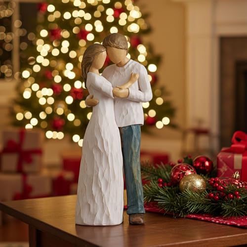 NAN ZAI NAN FANG Couple Figurine Romantic Wedding for Wife Couples 8.8" Resin Hand Painted Sculpture Couple Statue Best Marriage Anniversary Valentine Birthday Gift for Her Girlfriend Women - style: Love and Promise