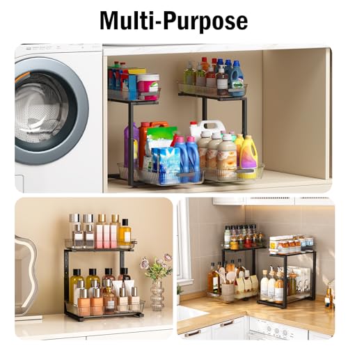 ARSTPEOE 2 Pack Double Sliding Under Sink Organizers and Storage,Two Tier Bathroom Storage and organization,Under Cabinet Organizer, Clear - color: Clear, size: 1 Pack