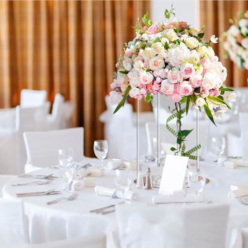 Geetery 4 Pieces Tall Acrylic Vase Wedding Centerpieces Clear Flower Stand Column Geometric Floral Vase Elegant Display Holder for Birthday Party Wedding Table Decorations (16 Inch) - size: 16 Inch