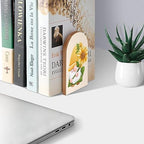 Gnome Sunflower Illustration Book Ends Decorative Wood Bookends for Shelves Kids Room Desk Home Office Book Stoppers for Magazines,Books, DVDs, 1 Pair/2 Pieces(5x3.1 in)