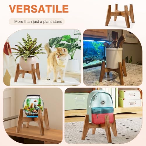 RAINBLELAND Wood Plant Stand Indoor (Set of 2) – 7 Inch Acacia Wood Plant Holder Stand for Pots, Small Mid Century Modern Planter Stand, 6 Inch Height Elevated Wooden Plant Stand (Stand Only) - color: 7" acacia wood