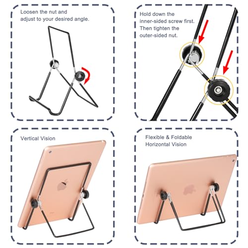 Artliving (2 Pack) Adjustable Iron Display Stand Easel Foldable Tablet Stand Holder,Displays Picure Frames,Photo,Cookbooks,iPad,Art Collection,Black - color: Black