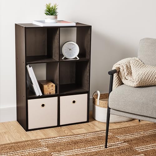 6-Cube Black Storage Rack, Equipped with Hardware Accessories and Installation Instructions. Suitable for Home and Office Can be Placed Horizontally or Vertically. (Espresso)