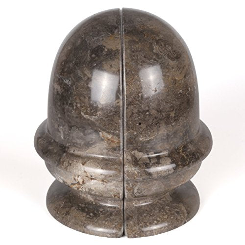 Creative Home Dome-Shaped Solid Marble Bookends – Heavy-Duty Book Ends for Shelves, Home Décor, Office and Classical Interiors, Modern Charcoal Marble Living Room Décor, Set of 2 - style: Ice Cream Bowl Shaped