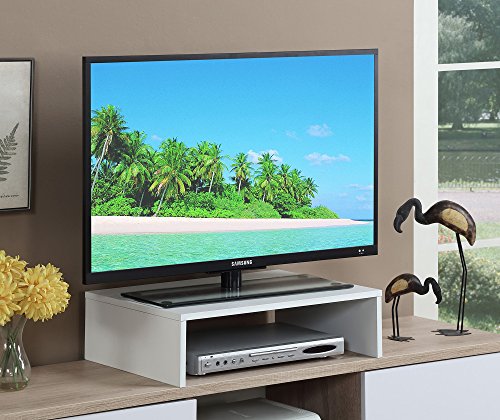 Convenience Concepts Designs2Go Small TV Riser 23.75", for TVs up to 26" - Contemporary TV or Computer Riser for Living Room, Modern Office, Den, White - color: White, size: Small
