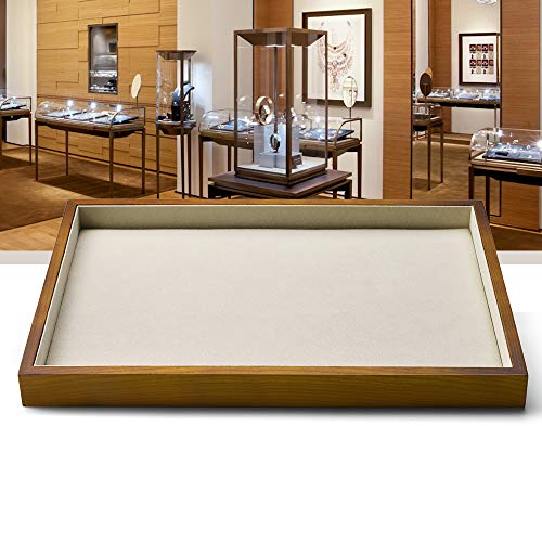Oirlv Wood Flat Jewelry Tray Stackable Jewelry Drawer Organizer Showcase Jewelry Holder (Creamy-white flat tray) - color: Creamy-white flat tray