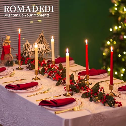 Romadedi Gold Candlestick Candle Holders for Taper, 12 PCS Gold Brass Color Candle Stick Candle Holder for Table Centerpiece, Wedding Reception, Festive Christmas Mantel Decoration or Home Decor - color: Brass-2, size: 12 pcs
