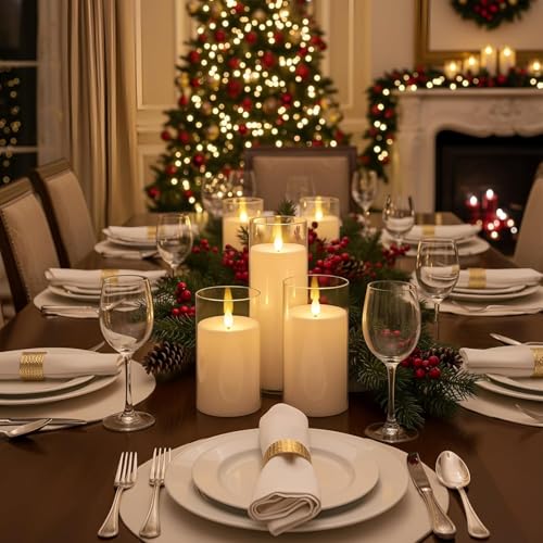 Homemory Pure White Flickering Flameless Candles, Battery Operated Acrylic LED Pillar Candles with Remote Control and Timer, Set of 9 - color: Pure White, 9Pack