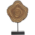 Deco 79 Resin Tribal Decorative Sculpture Abstract Carved Home Decor Statue with Black Stand and Wavy Edge, Accent Figurine 11" x 3" x 17", Brown