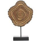 Deco 79 Resin Tribal Decorative Sculpture Abstract Carved Home Decor Statue with Black Stand and Wavy Edge, Accent Figurine 11" x 3" x 17", Brown
