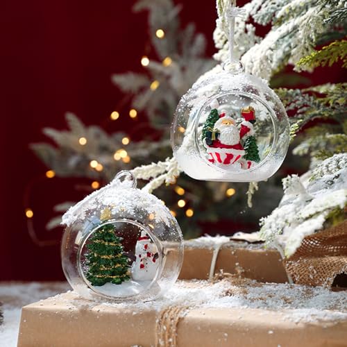 12 Pcs Hanging Globe Tealight Holders Acrylic Fillable Ball Ornaments Clear Plastic Terrarium Globe Hanging Tea Lights Candle Holder with Fishing Line for Christmas Party Wedding Centerpiece