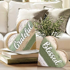 Jetec 2 Pcs Rustic Wooden Heart Table Decor, Daisy Farmhouse Home Decor, Bless This Home & Be Kind Sign for Living Room, Dining Room, Shelf & Mantel, Ideal Housewarming & Birthday Gift(Blessed Style) - style: Blessed Style