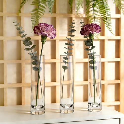 Brajttt 7.48 inch Tall Vases for Flowers,12PCS Glass Cylinder Vase, Single Rose Bud Vase for Event Decor,Bud Vases in Bulk for Wedding Centerpieces,Home Aesthetic Desk Decor, Party Decorations