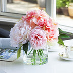 Enova Floral Clear Glass Cylinder Vase 6 x 6 Inches Round Flower Vase, Pillar Candle Hurricane Floating Candle Holder Vase, Small Floral Glass Vase for Decoration Home, Wedding Centerpiece (1 Piece) - size: 6W x 6H