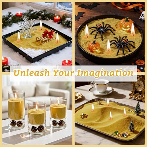 Sukh Gold Snow Pearled-Candles with Wicks - DIY Candle Sand,Sand Wax with Wicks,Wax,Refillable for Making,Weddings,Partie (Gold) - color: Gold