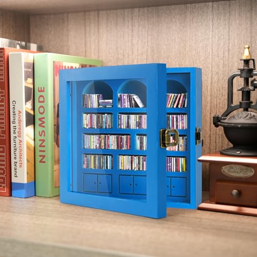 Anxiety Bookshelf – Mini Books Display for Stress Relief and Fun Decor, Perfect Decorative Miniature Library for Book Lovers, Ideal for Home Decor, Office Décor, Thoughtful Gift - Light Blue - color: Light Blue