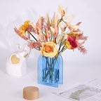 Blue Acrylic Vase, Modern Acrylic Geometric Wide Mouth Small vase, Blue Flower Vase for centerpieces Desk Flower Bud vase, for Living Room Table, Office, Wedding - color: Blue 2