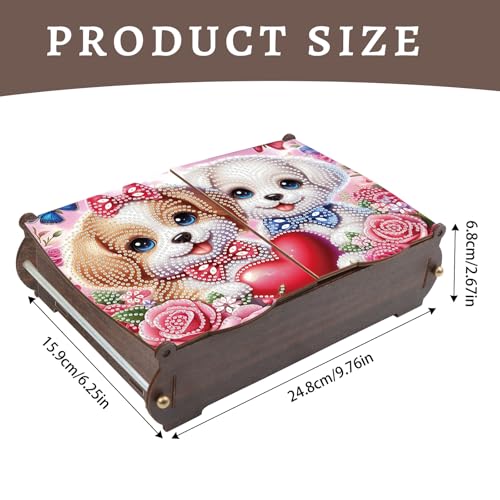 Tontut Diamond Painting Kit Storage Box, Heart Shaped Puppy DIY Multi Functional Handicraft Storage Box, Suitable for Home Office Valentine's Day Holiday Gifts - color: Loving Puppy
