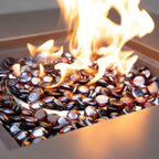 Mr. Fireglass 10 Pound Fire Glass Beads, 1/2" Reflective Round Fire Glass Drops for Fireplace Fire Pit & Lanscaping, High Luster Amber - color: Amber, size: 1/2 inch, 10 Pounds