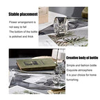 Hand-Made Blown Art Bud Glass Vase Clear Small Glass Vase Glass Flower Vase Heavy Base Single Stem Flower Drop Vase for Flower and Office Bud Home Wedding Decor (Oblique Mouth)