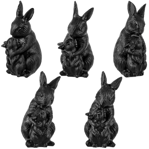 Nupuyai Hand Carved Rabbit Statue for Home Decor, Natural Black Obsidian Crystal Figurine Stone Sculpture Decoration for Fengshui - style: Rabbit