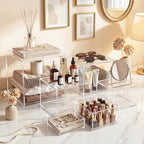 Acrylic Nesting Risers Display Stands Cube Boxes with Hollow Bottoms 6Pcs Clear Acrylic Boxes for Display (Clear) - color: Clear