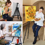 Art Painting Artist Easel Stand, Portable Adjustable Aluminum Metal Tripod Display Easel with Bag, Height from 17 to 66 inch for Table-Top/Floor Drawing and Displaying, Black - style: Black - 1pack