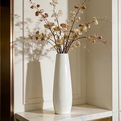 12 Inch White Vase Ceramic Flower Vase, Tall Vases for Pampas Grass, Home Decor, Modern Textured Vases for Living Room Decorations,Table Centerpieces,Shelf,Farmhouse Small Ceramic Vase - style: Shape 8