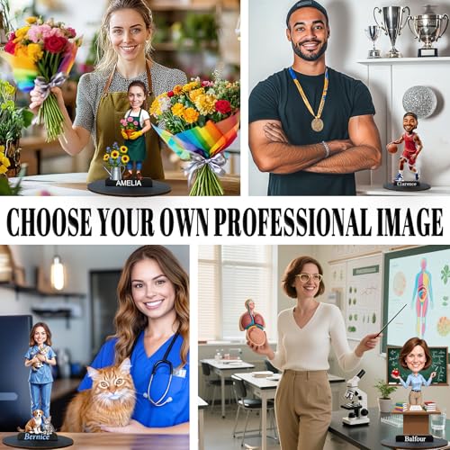 Personalized Figurine Custom Cartoon Portrait Sculpture from Photo, Desktop Decor Plaque with Profession Design, Unique Gift for Birthday Christmas Anniversary