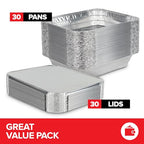9x13 Disposable Aluminum Pans with Lids - (30 Pack) Heavy Duty Foil Pans with Lids 9x13 Foil Pan Covers, Food Catering Containers for Baking, Cooking, Heating, Storage, Stock Your Home - size: 30 Pack w/ Lids
