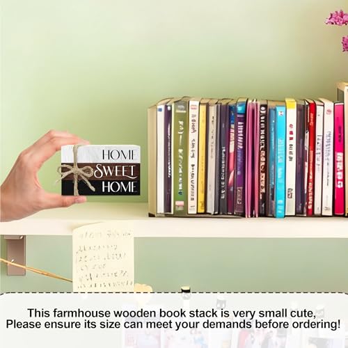 Ycyfckdr Mini Decorative Books for Home Decor, Rustic Wood Stack for Table, Home Sweet Decor Books for Living Room Shelf, Farmhouse Stacked Book Gift (L10) - color: Brown