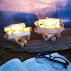 Sziqiqi Handmade Wooden Tea Light Candle Holder with Glass Cup Rustic Country Coastal Style for Farmhouse Home Decoration Home Altar Decoration Holoday Wedding Decoration Pack of 4 - size: 4pcs