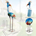 DREAMSOUL 30" Tall Bird Garden Statues Metal Standing Bird Outdoor Statues, 3D Funny Statue for Garden Patio Lawn - color: Blue