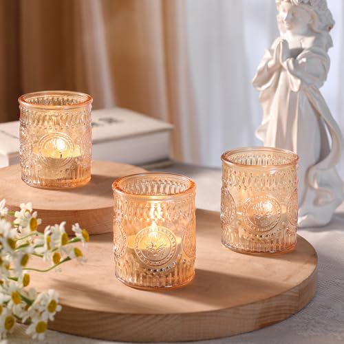 MATAHUM 12 Pcs Gold Votive Candle Holder, Glass Tealight Candle Holders for Wedding Table Centerpiece, Home Decor, Birdal Shower, Party - color: Gold, size: 12pcs